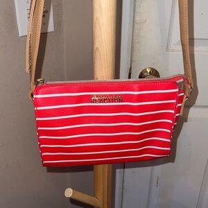 Kenneth Cole Reaction Red and White Striped Crossbody Bag